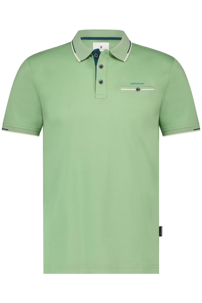PIQUE POLO MET BORSTZAK 46115471 3600 Bladgroen uni 